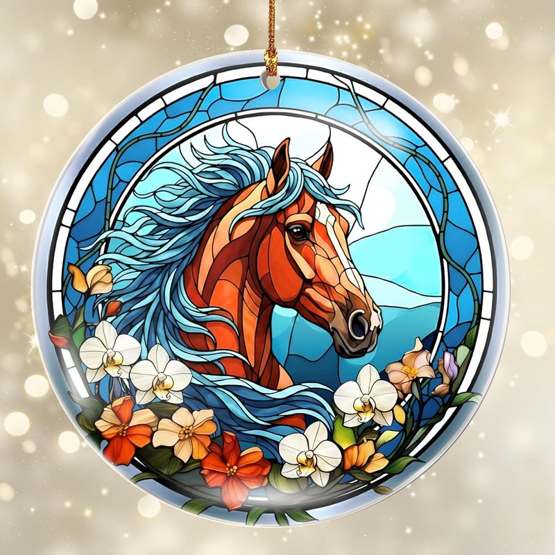 Hutato Horse Christmas Ornament - Horse Decor for Home, Handmade Christmas Tree Ornament, Acrylic Hanging Decoration, Holiday Keepsake, Gifts for Horses Lovers Girls, Bestfriend, Animal Lovers - Image 1
